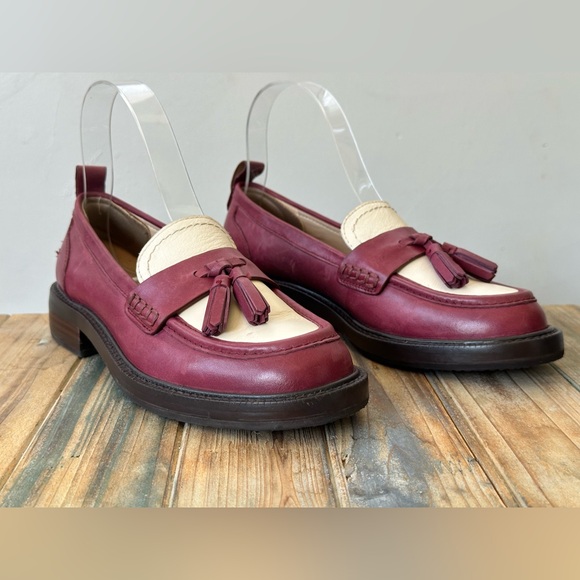 Sam Edelman Caylia Burgundy Ivory Tassel Loafer Women's Size 5.5 M - Picture 7 of 9